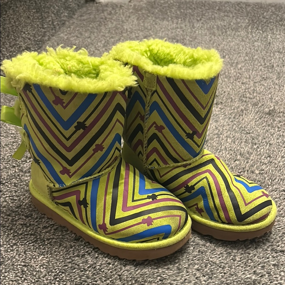 UGG Yellow and Blue Mid-Calf Boots with Chevron Pattern